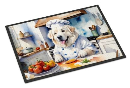 Great Pyrenees The Chef Doormat Front Door Mat Indoor Outdoor Rugs for Entryway, Non Slip Washable Low Pile, 24H X 36W -B