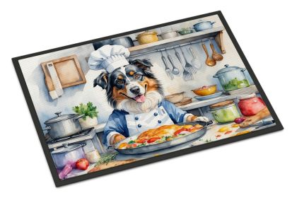 Australian Shepherd The Chef Doormat Front Door Mat Indoor Outdoor Rugs for Entryway, Non Slip Washable Low Pile, 24H X 36W -J