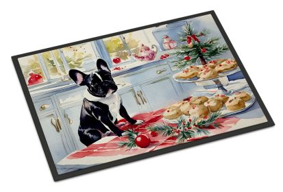 French Bulldog Christmas Cookies Doormat Front Door Mat Indoor Outdoor Rugs for Entryway, Non Slip Washable Low Pile, 24H X 36W -E