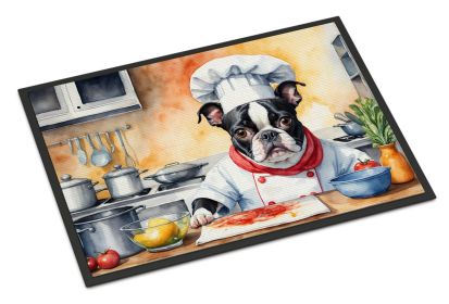 Boston Terrier The Chef Doormat Front Door Mat Indoor Outdoor Rugs for Entryway, Non Slip Washable Low Pile, 24H X 36W -A
