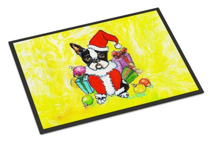Boston Terrier Stinker That Stole Christmas Doormat Front Door Mat Indoor Outdoor Rugs for Entryway, Non Slip Washable Low Pile, 24H X 36W -M