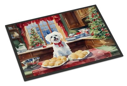 Maltese Christmas Cookies Doormat Front Door Mat Indoor Outdoor Rugs for Entryway, Non Slip Washable Low Pile, 24H X 36W -M