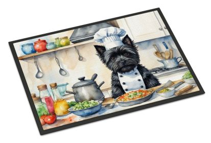 Cairn Terrier The Chef Doormat Front Door Mat Indoor Outdoor Rugs for Entryway, Non Slip Washable Low Pile, 24H X 36W -E