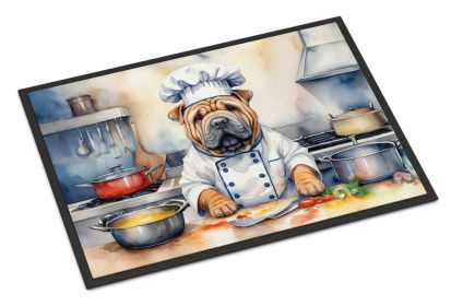 Shar Pei The Chef Doormat Front Door Mat Indoor Outdoor Rugs for Entryway, Non Slip Washable Low Pile, 24H X 36W -C