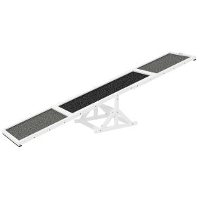 PawHut Wooden Dog Agility Seesaw for Training and Exercise, Weather Resistant, 83" L x 16" W x 14" H, White-M