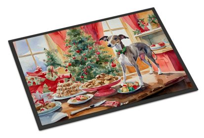 Italian Greyhound Christmas Cookies Doormat Front Door Mat Indoor Outdoor Rugs for Entryway, Non Slip Washable Low Pile, 24H X 36W -L
