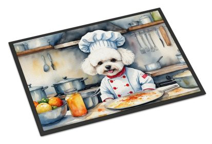 Bichon Frise The Chef Doormat Front Door Mat Indoor Outdoor Rugs for Entryway, Non Slip Washable Low Pile, 24H X 36W -D