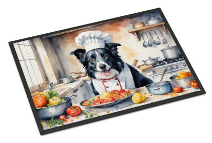 Border Collie The Chef Doormat Front Door Mat Indoor Outdoor Rugs for Entryway, Non Slip Washable Low Pile, 24H X 36W -M
