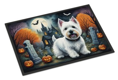 Westie Spooky Halloween Doormat Front Door Mat Indoor Outdoor Rugs for Entryway, Non Slip Washable Low Pile, 24H X 36W -F