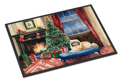 Pekingese Cozy Christmas Doormat Front Door Mat Indoor Outdoor Rugs for Entryway, Non Slip Washable Low Pile, 24H X 36W -M