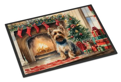 Silky Terrier Cozy Christmas Doormat Front Door Mat Indoor Outdoor Rugs for Entryway, Non Slip Washable Low Pile, 24H X 36W -K