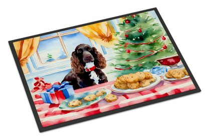 American Water Spaniel Christmas Cookies Doormat Front Door Mat Indoor Outdoor Rugs for Entryway, Non Slip Washable Low Pile, 24H X 36W -F