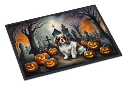 Cavalier Spaniel Spooky Halloween Doormat Front Door Mat Indoor Outdoor Rugs for Entryway, Non Slip Washable Low Pile, 24H X 36W -C