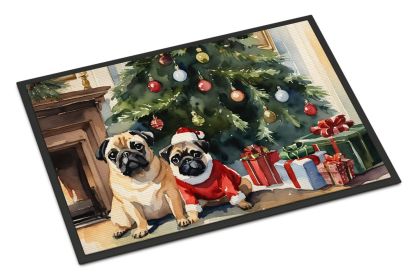 Pug Cozy Christmas Doormat Front Door Mat Indoor Outdoor Rugs for Entryway, Non Slip Washable Low Pile, 24H X 36W -B
