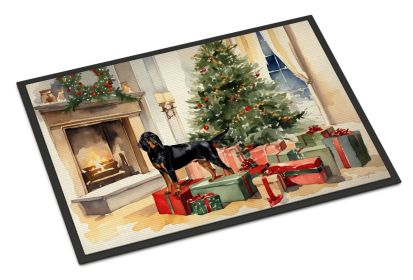 Black and Tan Coonhound Cozy Christmas Doormat Front Door Mat Indoor Outdoor Rugs for Entryway, Non Slip Washable Low Pile, 24H X 36W -F