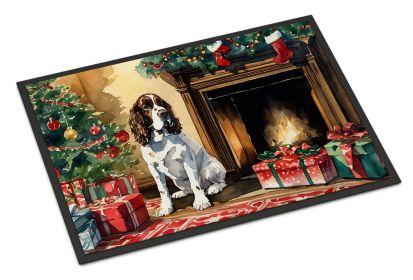 English Springer Spaniel Cozy Christmas Doormat Front Door Mat Indoor Outdoor Rugs for Entryway, Non Slip Washable Low Pile, 24H X 36W -H