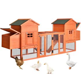 Outdoor Wooden pen124" Large Hen Cage Rabbit House Bunny Hutch with Ventilation Door Removable Ramp Garden Backyard Pet House Chicken Nesting Box