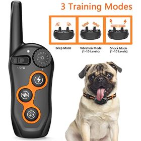 Dog Training Collar; Waterproof Collar with Remote Range 1300 ft; 3 Training Modes Beep Shock Vibration Rechargeable Electric Collar for S/M/L Dogs
