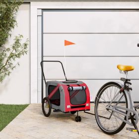 Pet Bike Trailer Red & Gray Oxford Fabric & Iron