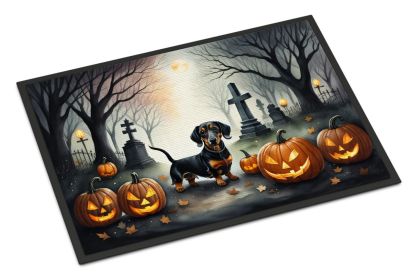 Dachshund Spooky Halloween Doormat Front Door Mat Indoor Outdoor Rugs for Entryway, Non Slip Washable Low Pile, 18H X 27W -J