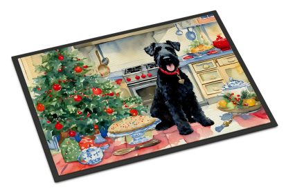 Kerry Blue Terrier Christmas Cookies Doormat Front Door Mat Indoor Outdoor Rugs for Entryway, Non Slip Washable Low Pile, 24H X 36W -J