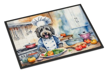 Bergamasco Sheepdog The Chef Doormat Front Door Mat Indoor Outdoor Rugs for Entryway, Non Slip Washable Low Pile, 24H X 36W -H