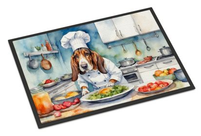 Basset Hound The Chef Doormat Front Door Mat Indoor Outdoor Rugs for Entryway, Non Slip Washable Low Pile, 24H X 36W -C