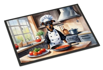 Manchester Terrier The Chef Doormat Front Door Mat Indoor Outdoor Rugs for Entryway, Non Slip Washable Low Pile, 24H X 36W -F