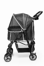 Pet Dog Stroller Trolley Foldable Travel Carriage with Wheels Zipper Entry Cup Holder Storage Basket Pushchair Pram Jogger Cart