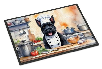 Scottish Terrier The Chef Doormat Front Door Mat Indoor Outdoor Rugs for Entryway, Non Slip Washable Low Pile, 24H X 36W -H