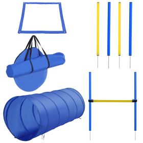 Dog Agility Starter Kit Pet Outdoor Exercise Training Set Tunnel 4 Weave Poles High Jumper-K
