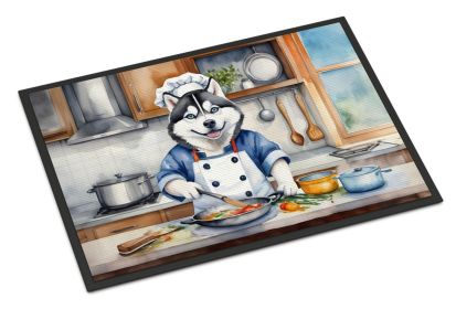 Siberian Husky The Chef Doormat Front Door Mat Indoor Outdoor Rugs for Entryway, Non Slip Washable Low Pile, 24H X 36W -I