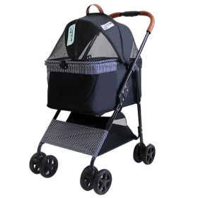 Portable Pet Stroller  Trolley Dog Travel Cart Pram Shockproof Pet Detachable Strolling Cart Puppy Pushchair Four-Wheeled One Click Quick Folding
