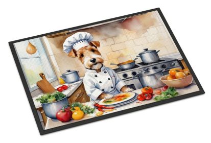 Fox Terrier The Chef Doormat Front Door Mat Indoor Outdoor Rugs for Entryway, Non Slip Washable Low Pile, 24H X 36W -D