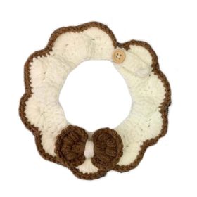 White Dog  Handmade Knitted Collar Brown Knotbow Pet Necklace Crocheting Scarf Necktie Bib