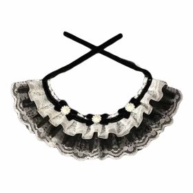 Retro Black Lace Collars Handmade Dog Necklace  Neckerchief Beads 8.2-11.2"
