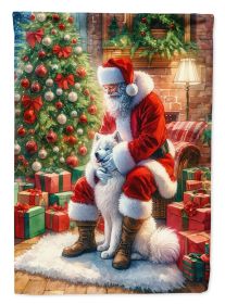 Samoyed & Santa Claus Garden Flag Mailbox Flag Decorative Yard Flag Banner Outside Patio Artwork Yard Flower Beds Garden