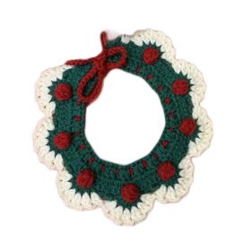 Green  Collar Christmas Dog Collar Bib Handmade Knitted Pet Ornaments Necklace Crochet Scarf Collar