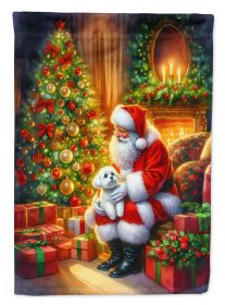 Maltese & Santa Claus Garden Flag Mailbox Flag Decorative Yard Flag Banner Outside Patio Artwork Yard Flower Beds Garden