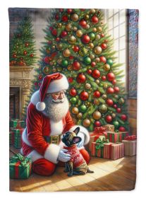 French Bulldog & Santa Claus Garden Flag Mailbox Flag Decorative Yard Flag Banner Outside Patio Artwork Yard Flower Beds Garden