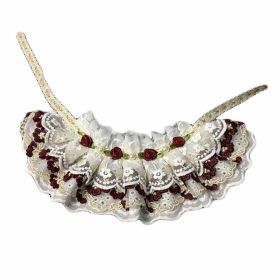 Handmade Retro Lace Collars Dog Necklace  Neckerchief Wine Red Rose 8.2-11.2"