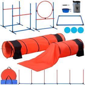 VEVOR Dog Agility Training Equipment 7 PCS Set Upgrade w/ Hurdles 2 Tunnels Ring-D