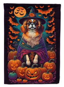 Tibetan Spaniel Witchy Halloween Garden Flag Mailbox Flag Decorative Yard Flag Banner Outside Patio Artwork Yard Flower Beds Garden