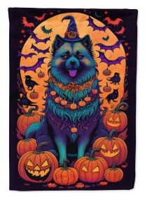 Keeshond Witchy Halloween Garden Flag Mailbox Flag Decorative Yard Flag Banner Outside Patio Artwork Yard Flower Beds Garden