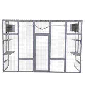 Wooden  Enclosure with 6 Jumping Platforms 2  Condos  Bridge & Scratching Board Gray