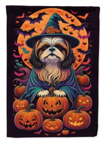 Shih Tzu Witchy Halloween Garden Flag Mailbox Flag Decorative Yard Flag Banner Outside Patio Artwork Yard Flower Beds Garden