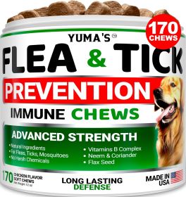 Flea & Tick Prevention for Dogs Chewables 170 Treats Natural Dog Flea & Tick Treatment All Breeds & Ages Made in USA
