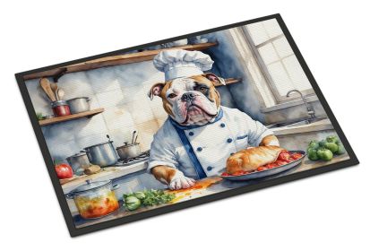 American Bulldog The Chef Doormat Front Door Mat Indoor Outdoor Rugs for Entryway, Non Slip Washable Low Pile, 18H X 27W -E