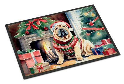 Shar Pei Cozy Christmas Doormat Front Door Mat Indoor Outdoor Rugs for Entryway, Non Slip Washable Low Pile, 18H X 27W -J