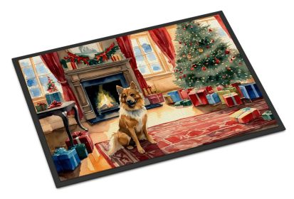 Finnish Spitz Cozy Christmas Doormat Front Door Mat Indoor Outdoor Rugs for Entryway, Non Slip Washable Low Pile, 18H X 27W -L